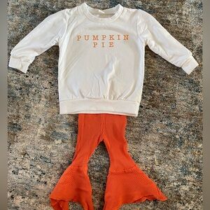 Pumpkin Pie Sweatshirt and Orange Flare Pants Set